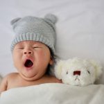 Baby Sleeping - baby's gray knit hat