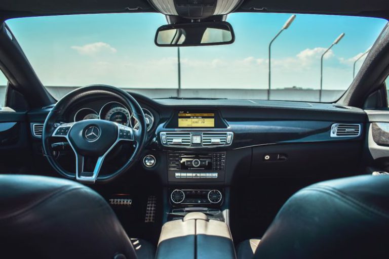 Car Interior - black Mercedes-Benz vehicle steering wheel