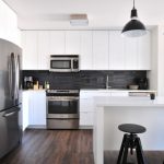 Home Appliances - gray steel 3-door refrigerator near modular kitchen