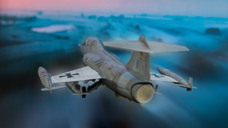 DIY Landscaping - a fighter jet flying in the sky
