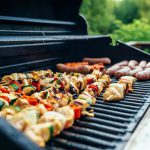 BBQ - grilled barbecues on black and gray grill