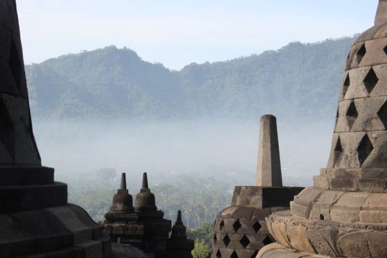 UNESCO Heritage Sites - a view of a mountain range from a temple